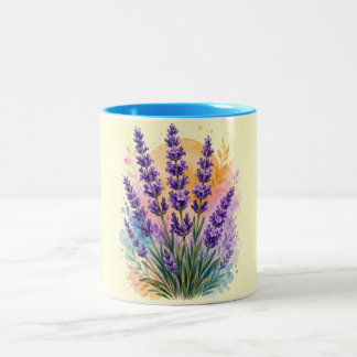 Lavendelzweig Aquarell Zweifarbige Tasse