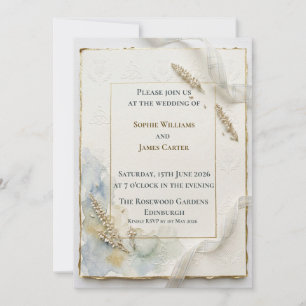 Lavendelzweig Goldfolie keltische Hochzeitseinladu Einladung