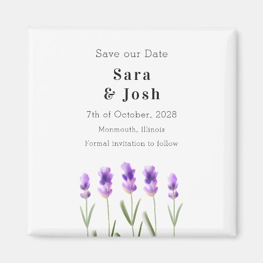 Lavendelzweige Save the Date Magnet (Vorne)