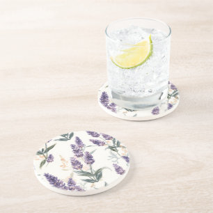 Lavendelzweige Wasserfarben Botanik Lila Blüten Getränkeuntersetzer