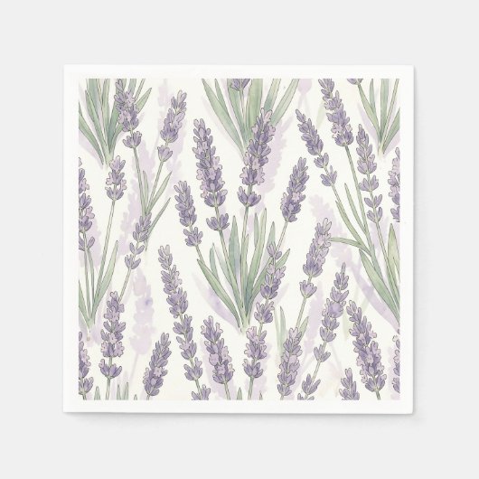 Lavendelzweige Wasserfarben Botanisches Muster Serviette (Vorderseite)