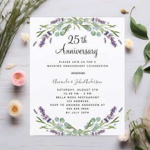 Lavender 25. Hochzeitstag Einladung