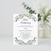 Lavender 25. Hochzeitstag Einladung (Stehend Vorderseite)