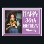 Lavender 30. Art Déco Geburtstags-Foto Poster<br><div class="desc">Dekorieren Sie Ihr Party mit diesem Lavender 30. Art Deco Geburtstag Foto Poster. Passen Sie mit dem Alter,  dem Namen und dem bevorzugten Foto des Geburtstags an. Es bietet einen modernen Deko-Schriftart mit einer stilvollen,  abgeschrägten Grenze.</div>