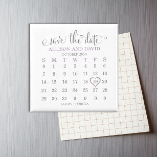 Lavender 5 Reihen Kalender Save the Date Hochzeit Magnet