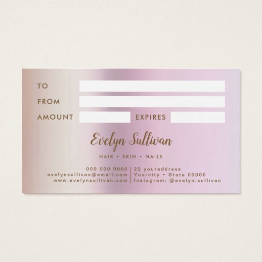 Lavender Agate Imitats Pearlescent Foil Gift Card (Rückseite)