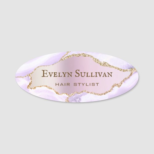 Lavender Agate Imitats Perlescent Foil Namensschild (Vorderseite)