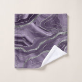Lavender Agate Silver Glitzer Glam #1 Badhandtuch Set (Waschlappen)