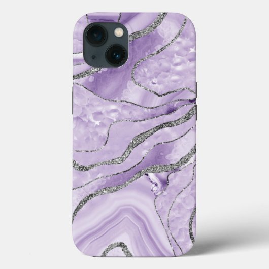 Lavender Agate Silver Glitzer Glam #1 Case-Mate iPhone Hülle (Rückseite)