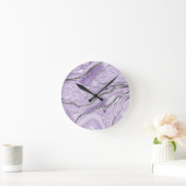 Lavender Agate Silver Glitzer Glam #1 Runde Wanduhr (Zuhause)