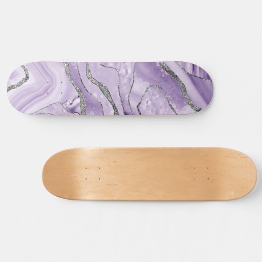 Lavender Agate Silver Glitzer Glam #1 Skateboard (Horizontal)