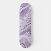 Lavender Agate Silver Glitzer Glam #1 Skateboard (Vorderseite)