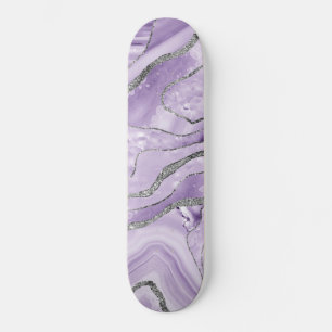 Lavender Agate Silver Glitzer Glam #1 Skateboard