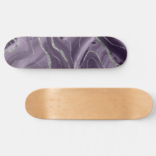 Lavender Agate Silver Glitzer Glam #1 Skateboard (Horizontal)