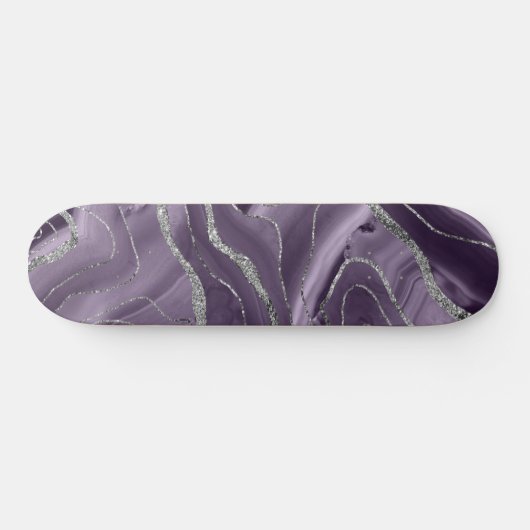 Lavender Agate Silver Glitzer Glam #1 Skateboard (Horizontal)