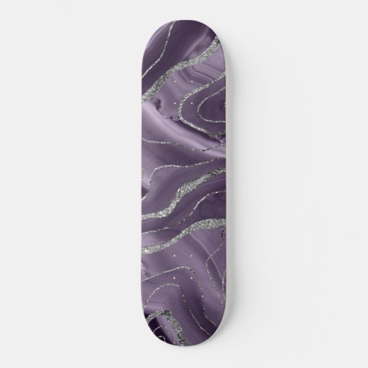 Lavender Agate Silver Glitzer Glam #1 Skateboard (Vorderseite)