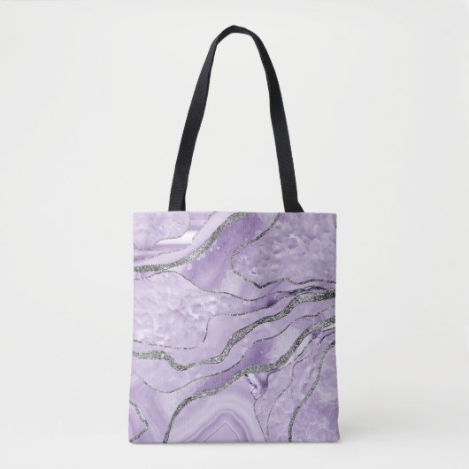 Lavender Agate Silver Glitzer Glam #1 Tasche (Vorderseite)