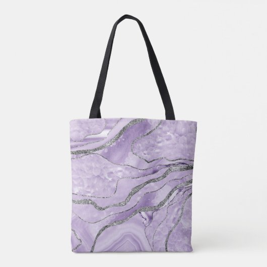 Lavender Agate Silver Glitzer Glam #1 Tasche (Rückseite)
