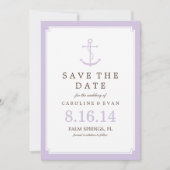 Lavender Anchor Hochzeit Speichern Sie das Datum Save The Date (Vorderseite)