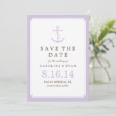 Lavender Anchor Hochzeit Speichern Sie das Datum Save The Date (Stehend Vorderseite)