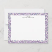 Lavender and Blue Hand-Block Inspired Floral Note  Einladung (Vorderseite)