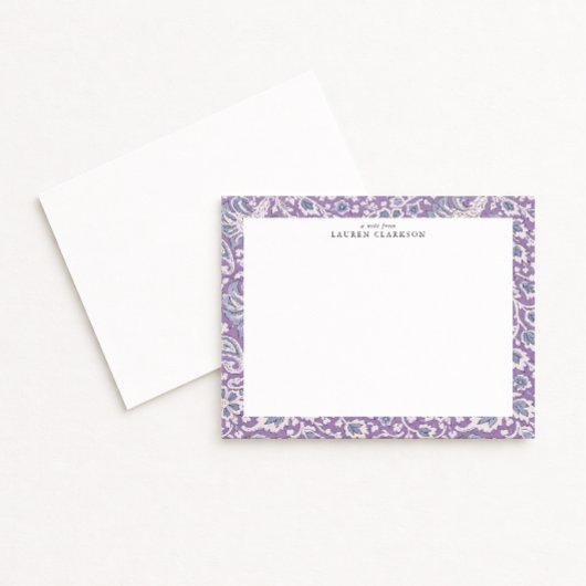 Lavender and Blue Hand-Block Inspired Floral Note  Einladung