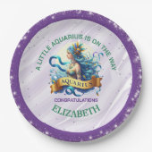 Lavender and Green Aquarius Zodiac Baby Shower Pappteller (Vorderseite)