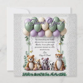 Lavender and Green Baby Shower Flat Thank You Card Dankeskarte