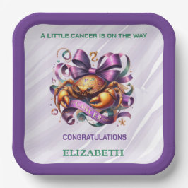 Lavender and Green Cancer Zodiac Baby Shower Pappteller