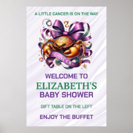 Lavender and Green Cancer Zodiac Baby Shower Poster