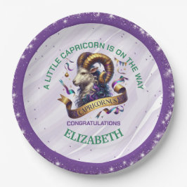 Lavender and Green Capricorn Zodiac Baby Shower Pappteller