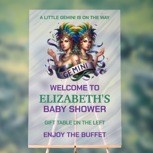 Lavender and Green Gemini Zodiac Baby Shower Acrylschild (Neutral)
