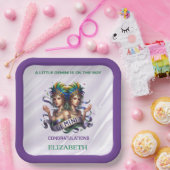 Lavender and Green Gemini Zodiac Baby Shower Pappteller (Party)