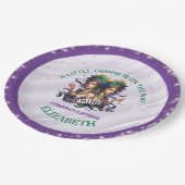 Lavender and Green Gemini Zodiac Baby Shower Pappteller (Schrägansicht)