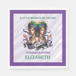 Lavender and Green Gemini Zodiac Baby Shower Serviette