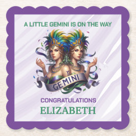 Lavender and Green Gemini Zodiac Baby Shower Untersetzer