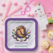 Lavender and Green Leo Zodiac Baby Shower Pappteller (Party)