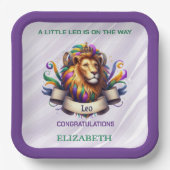 Lavender and Green Leo Zodiac Baby Shower Pappteller (Vorderseite)