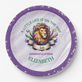 Lavender and Green Leo Zodiac Baby Shower Pappteller