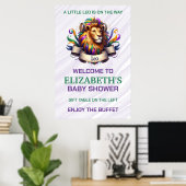 Lavender and Green Leo Zodiac Baby Shower Poster (Heimbüro)