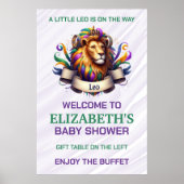 Lavender and Green Leo Zodiac Baby Shower Poster (Vorne)