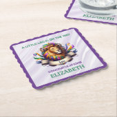 Lavender and Green Leo Zodiac Baby Shower Untersetzer (angewinkelt)