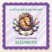 Lavender and Green Leo Zodiac Baby Shower Untersetzer (Vorderseite)