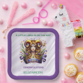 Lavender and Green Libra Zodiac Baby Shower Pappteller (Party)
