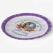 Lavender and Green Sagittarius Zodiac Baby Shower Pappteller (Schrägansicht)