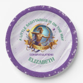Lavender and Green Sagittarius Zodiac Baby Shower Pappteller (Vorderseite)