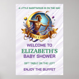 Lavender and Green Sagittarius Zodiac Baby Shower Poster