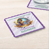 Lavender and Green Sagittarius Zodiac Baby Shower Untersetzer (angewinkelt)