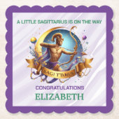Lavender and Green Sagittarius Zodiac Baby Shower Untersetzer (Vorderseite)