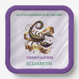 Lavender and Green Scorpio Zodiac Baby Shower Pappteller